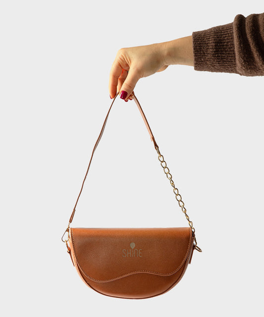 SHINE BAG LUNA - Cuoio